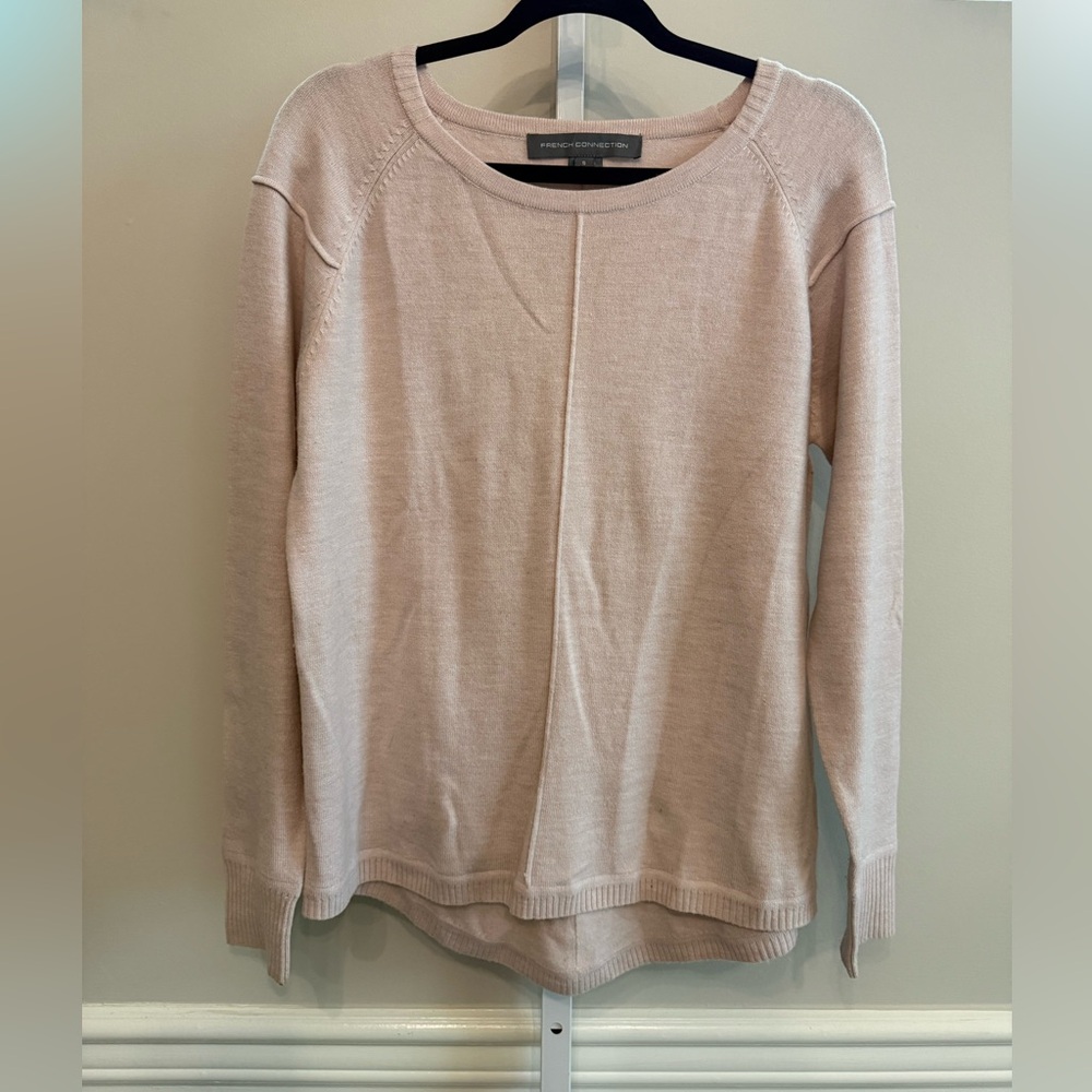 French Connection Light Pink Crew Neck Sweater Size S Soft Knit